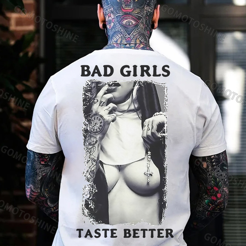 BAD GIRLS TASTE BETTER Naked Nun Print Men's T-Shirt