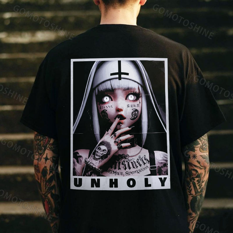 UNHOLY Tattooed Girl Nun Print Men's T-Shirt