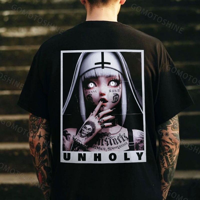 UNHOLY Tattooed Girl Nun Print Men's T-Shirt