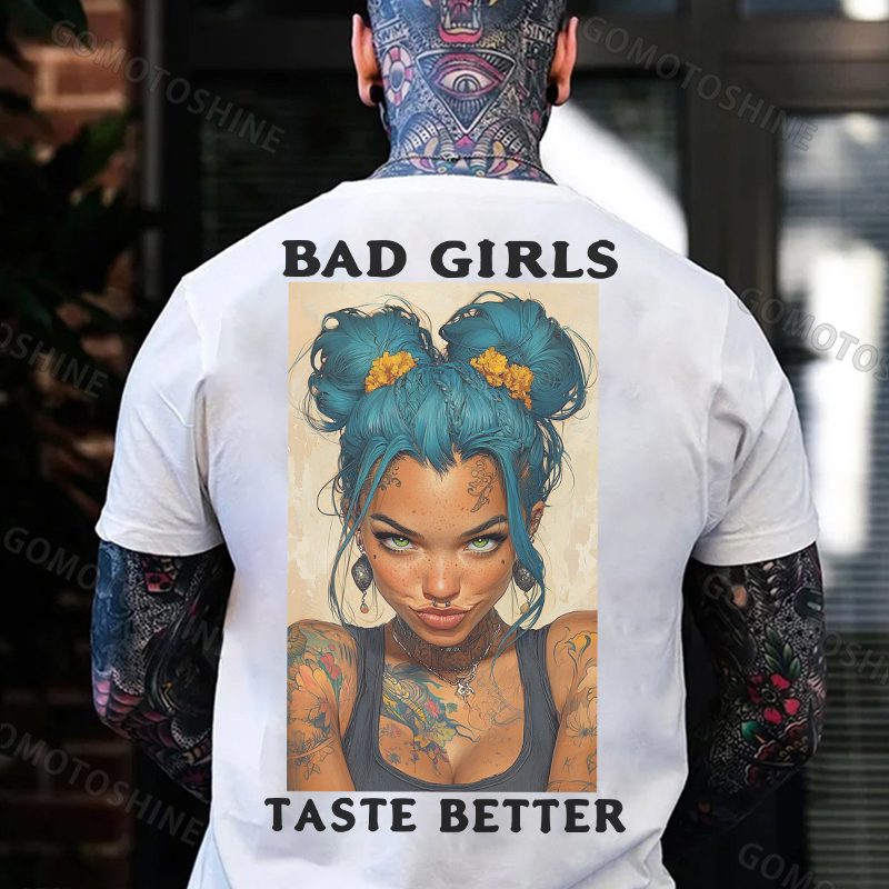 BAD GIRLS TASTE BETTER Sexy Blue Hair Girl Print Men's T-Shirt