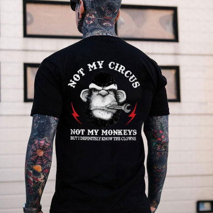 NOT MY CIRCUS NOT MY MONKEY Black Print T-shirt