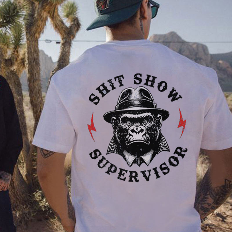 SHIT SHOW SUPERVISOR Chimpanzee Black Print T-shirt