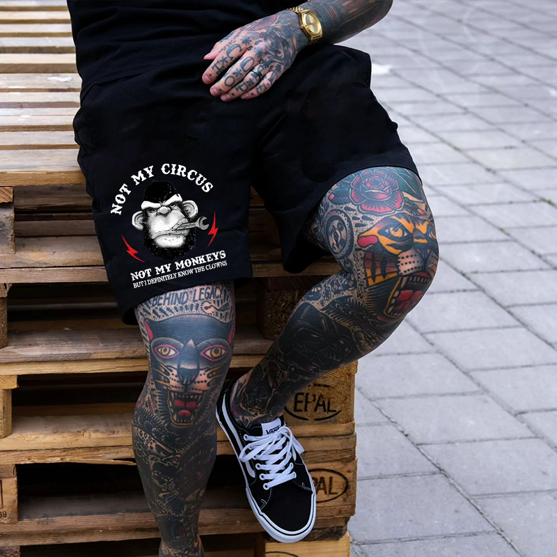 NOT MY CIRCUS NOT MY MONKEY Print Men's Shorts