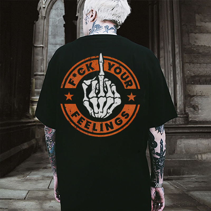 FUCK YOUR FEELINGS Bone Hand Print Men's T-shirt