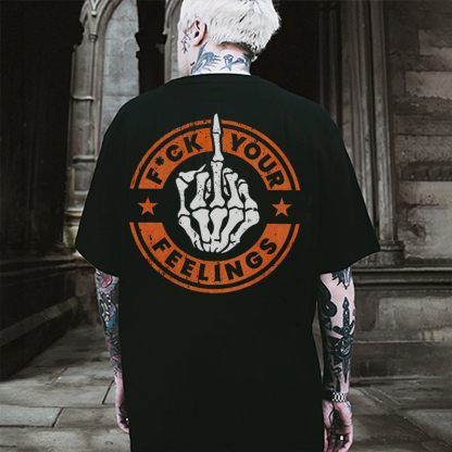 FUCK YOUR FEELINGS Bone Hand Print Men's T-shirt
