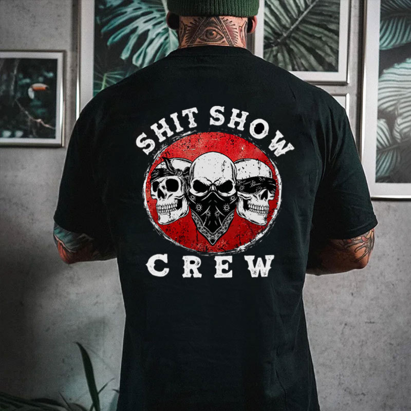 SHIT SHOW CREW Three Skull Print Men's T-shirt