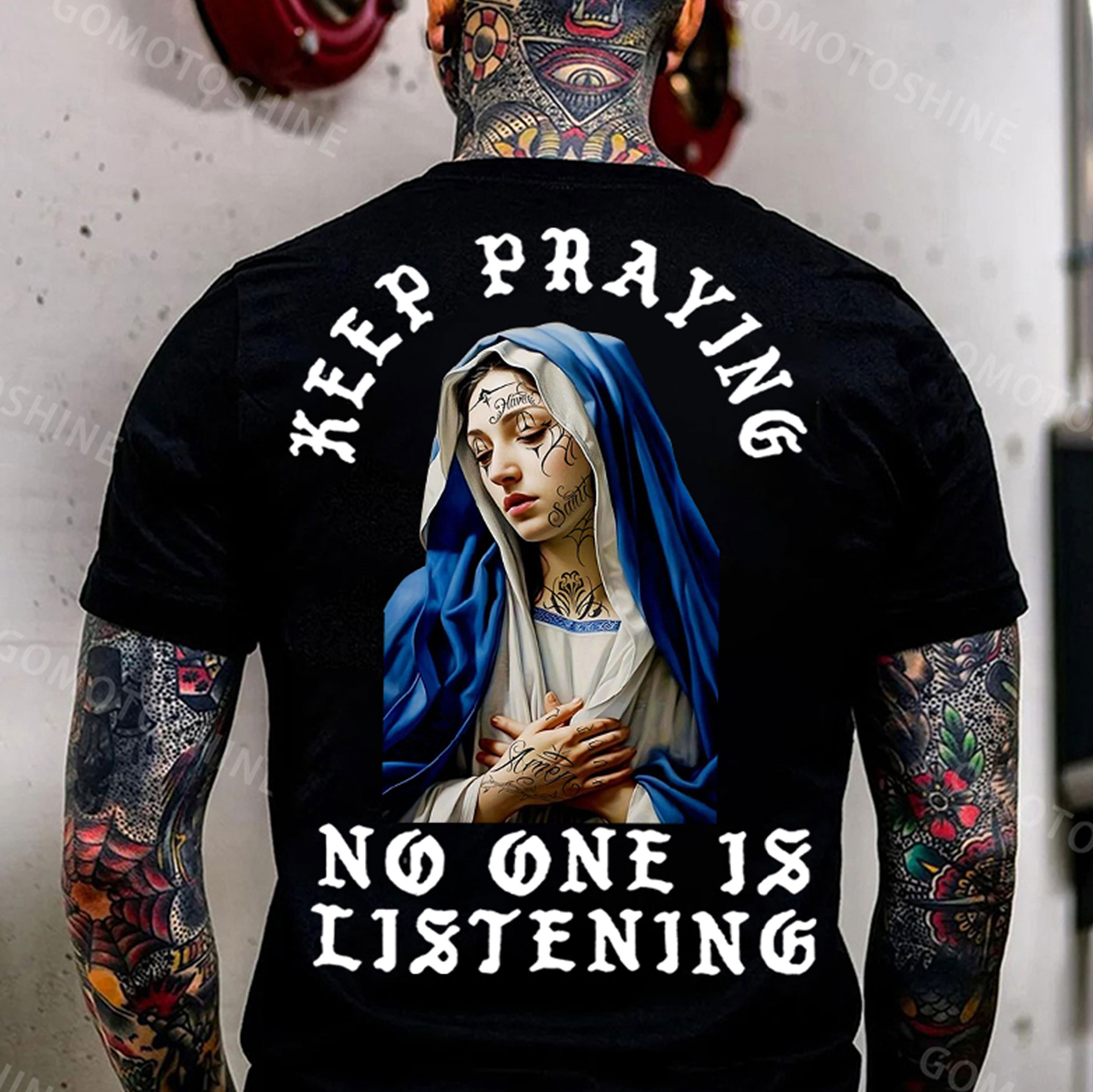 KEEP PRAYING NO ONE IS LISTENING Nun Print Men's T-Shirt
