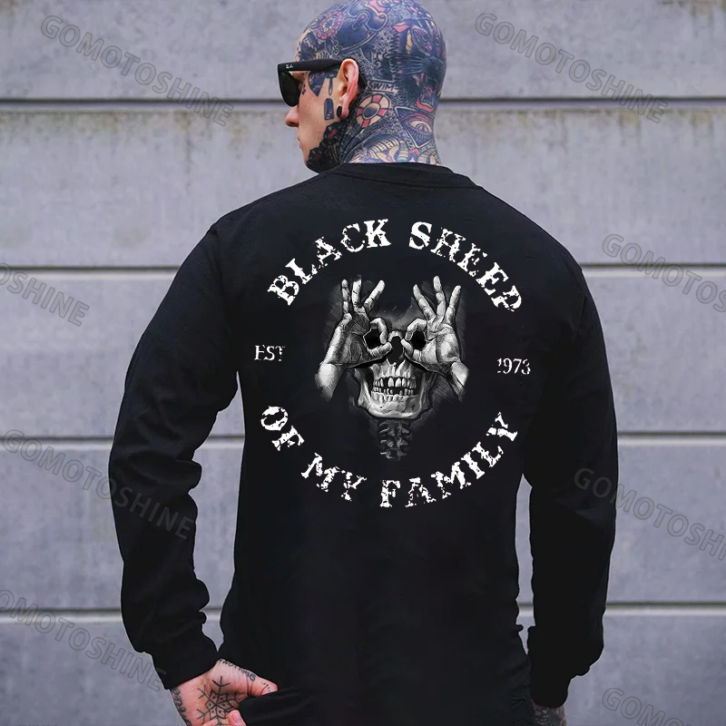 BLACK SHEEP OF MY FAMILY Skull With OK Print Men's Sweatshirt