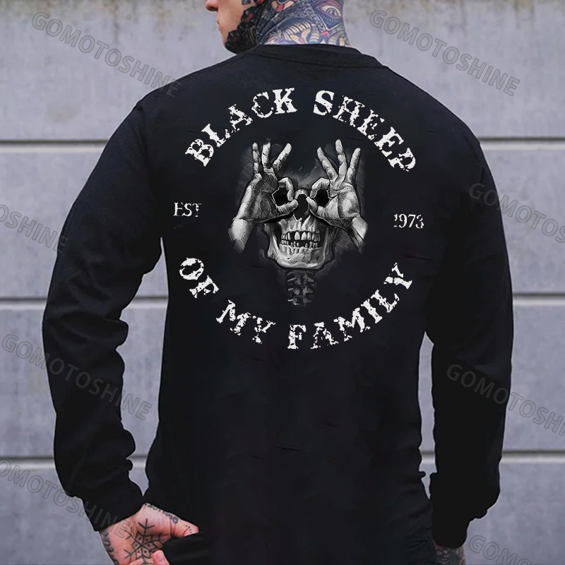 BLACK SHEEP OF MY FAMILY Skull With OK Print Men's Sweatshirt