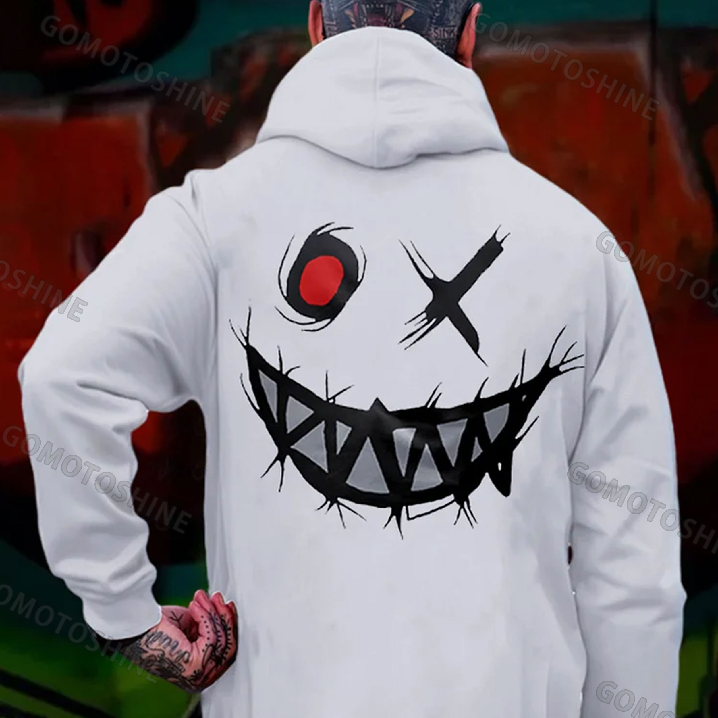 Evil Smile Emoji Print Men's Hoodie