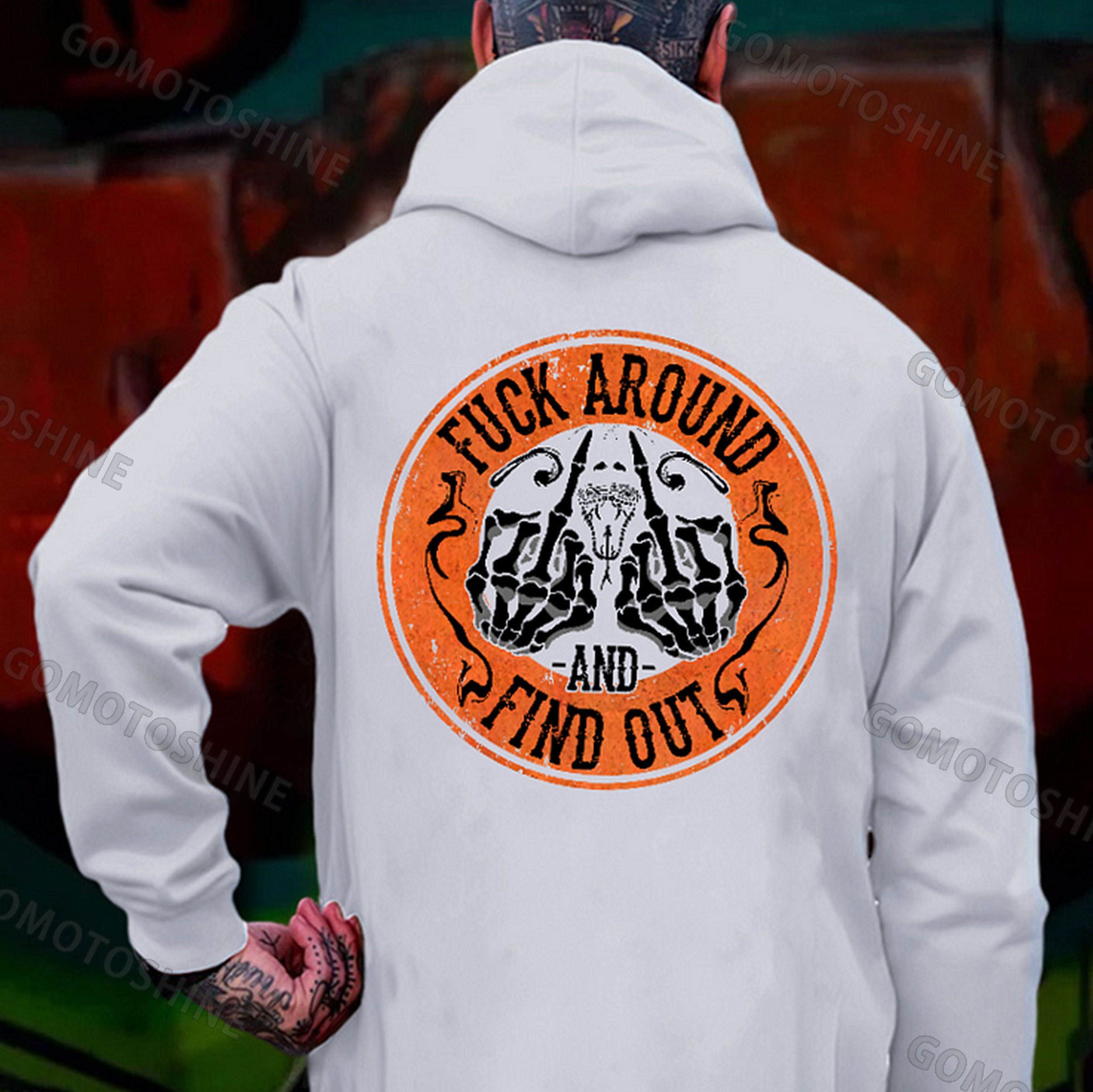 FUCK AROUND AND FIND OUT Bone Hand Print Men's Hoodie