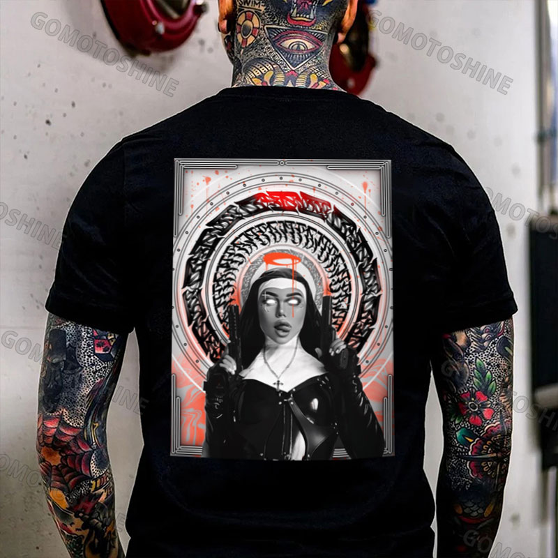 Runes Evil Nun Print Men's T-Shirt