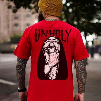 UNHOLY Nun Grab by the throat Graphic Black Print T-shirt