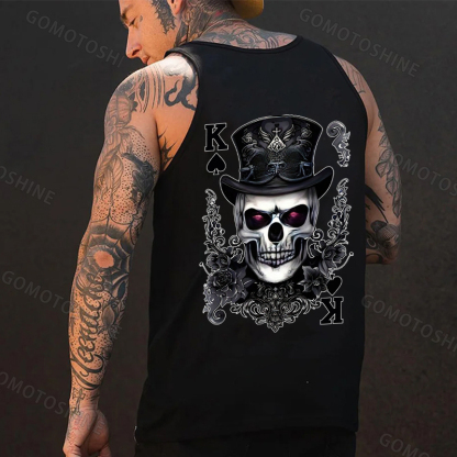 POKER K Spades Magician Skull Print Men's Vest