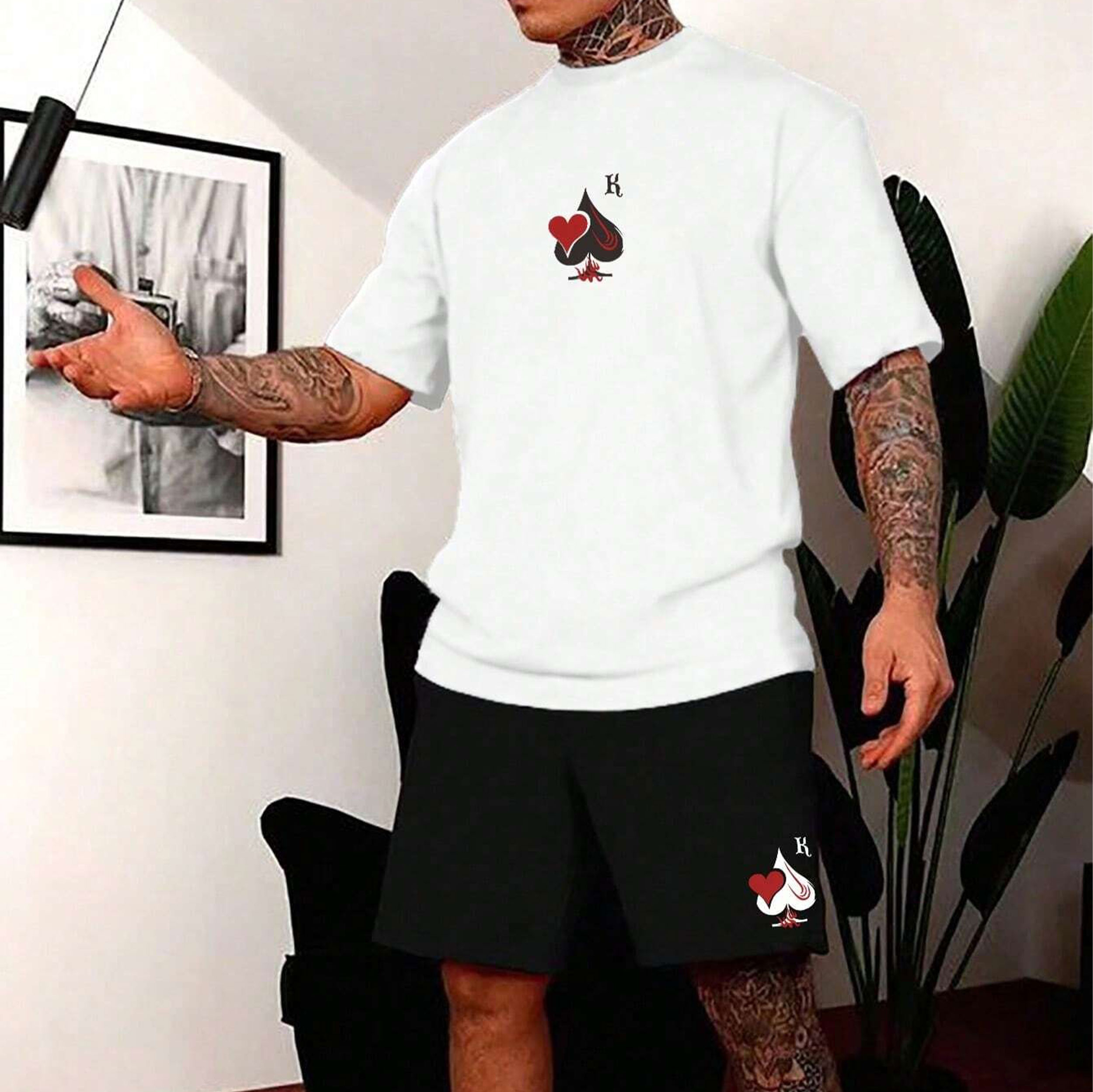 Poker K Hearts Printed Suit