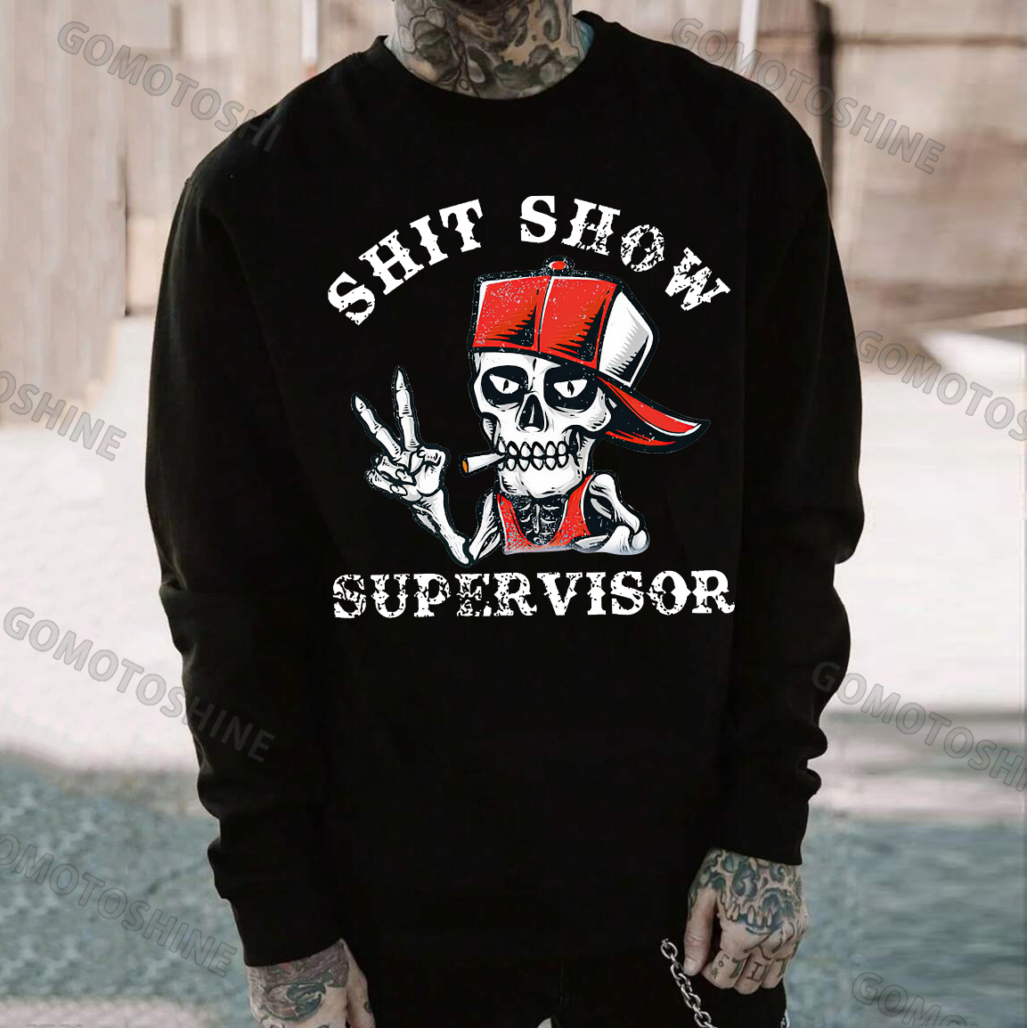 SHIT SHOW SUPERVISOR Skeleton Print Men's Sweatshirt