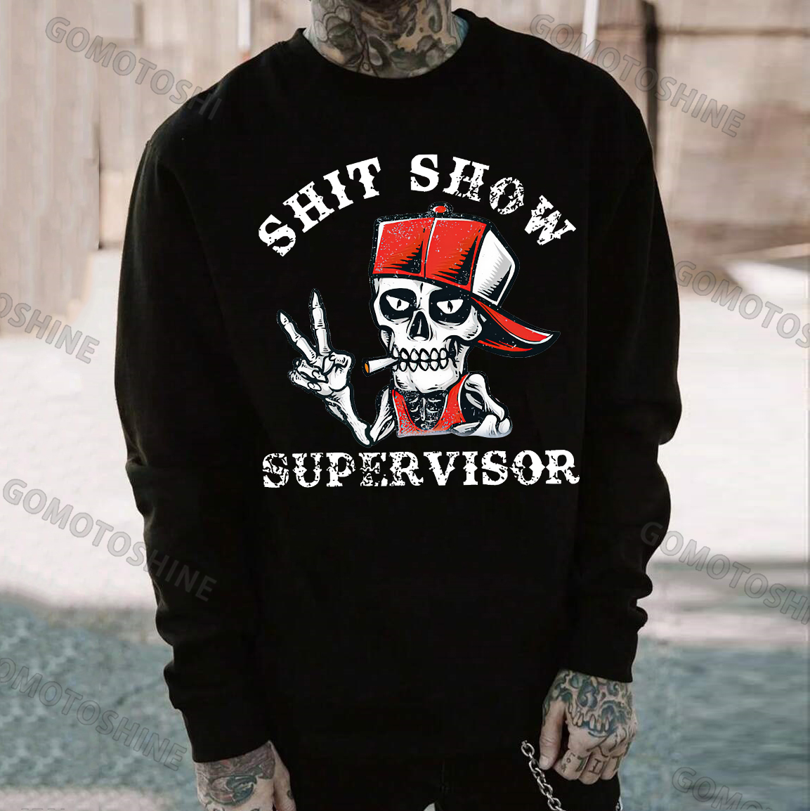 SHIT SHOW SUPERVISOR Skeleton Print Men's Sweatshirt