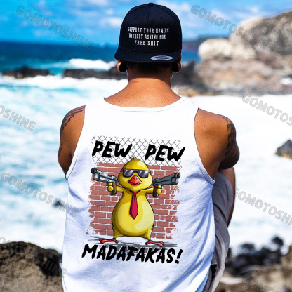PEW PEW MADAFAKAS Yellow Duck Print Men's Vest