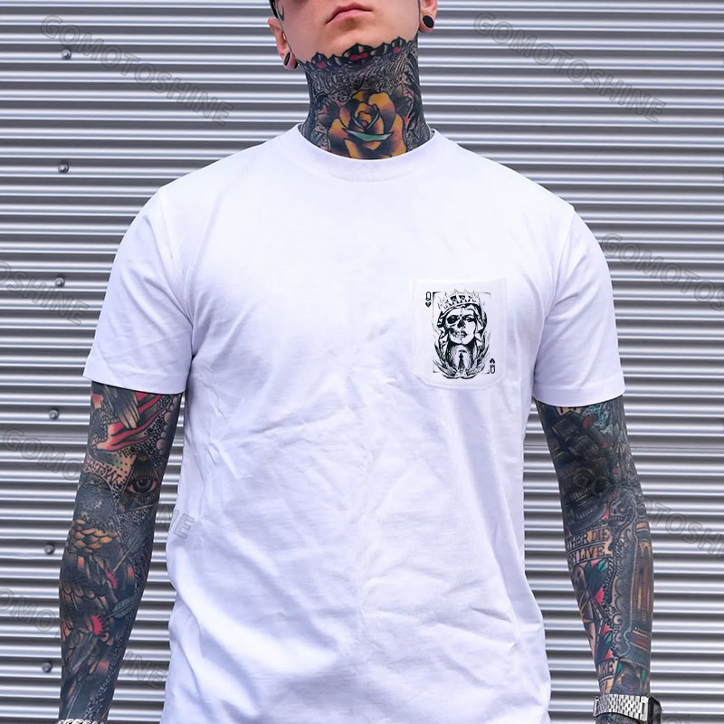 Poker Q Gloomy Queen Vintage Style Men's Pocket T-Shirt