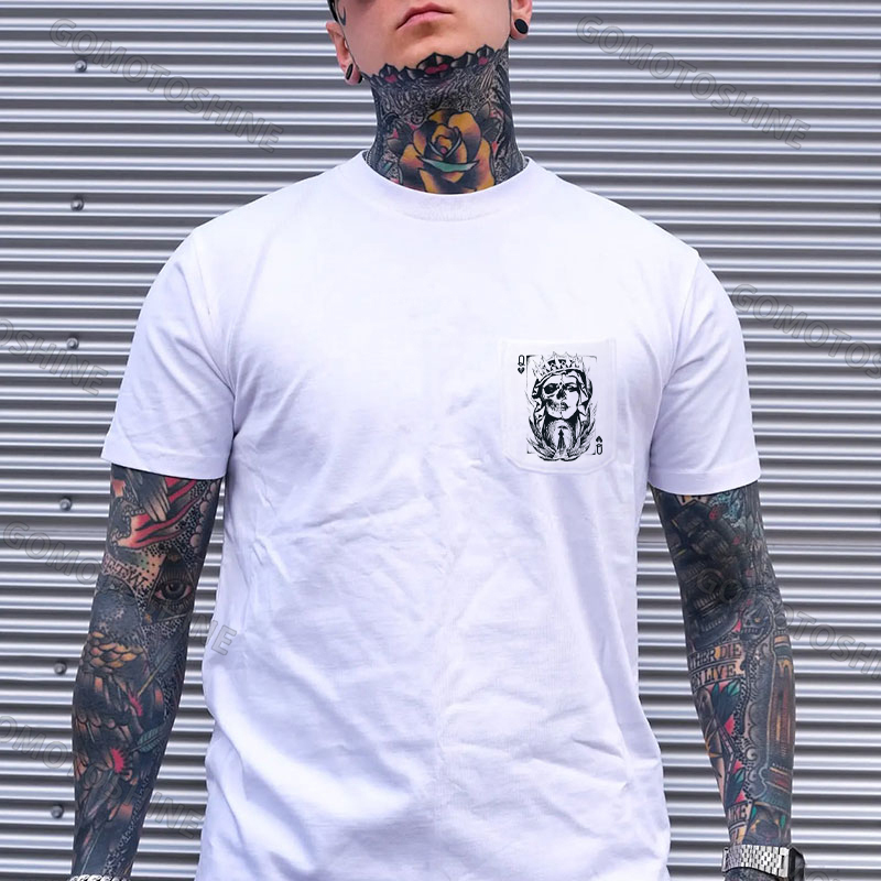 Poker Q Gloomy Queen Vintage Style Men's Pocket T-Shirt