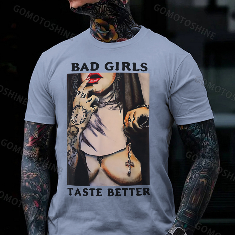 BAD GIRLS TASTE BETTER Sexy Naked Nun Print Men's T-Shirt