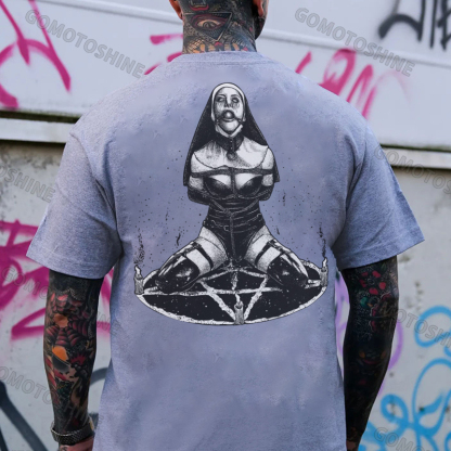 Nun with Sex Item Bad Religion Dark Style Black Print T-shirt