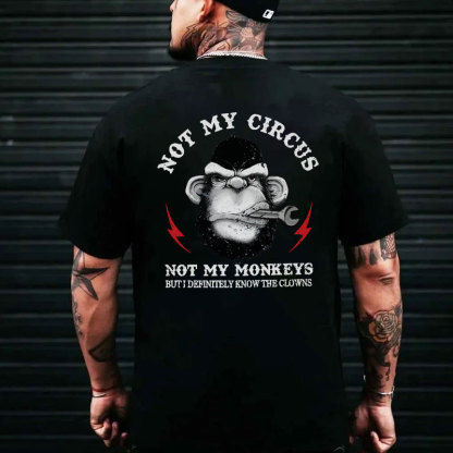 NOT MY CIRCUS NOT MY MONKEY Black Print T-shirt