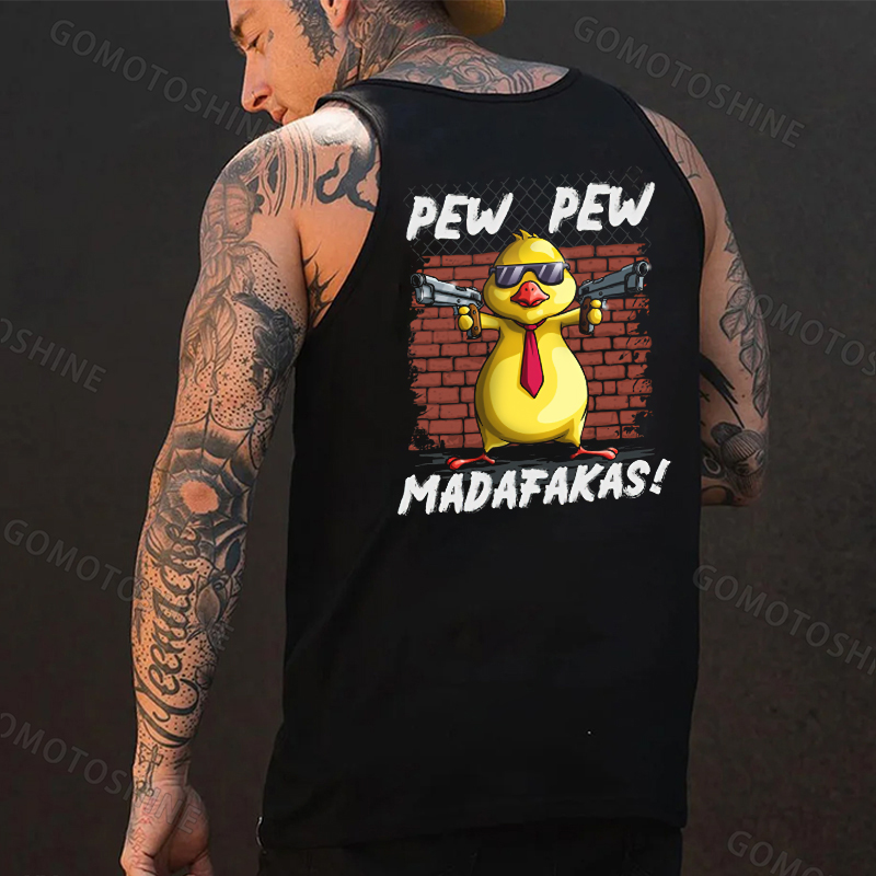 PEW PEW MADAFAKAS Yellow Duck Print Men's Vest