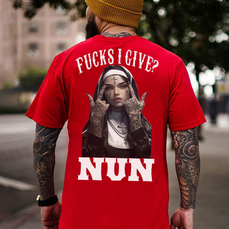 FUCKS I GIVE NUN Defiant Nun Print Men's T-Shirt