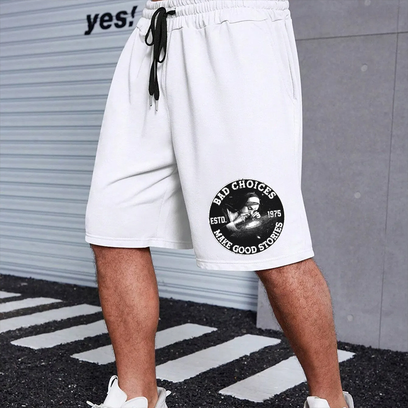 BAD CHOICES MAKE GOOD STORIES Smoking Nun Print Men's Shorts