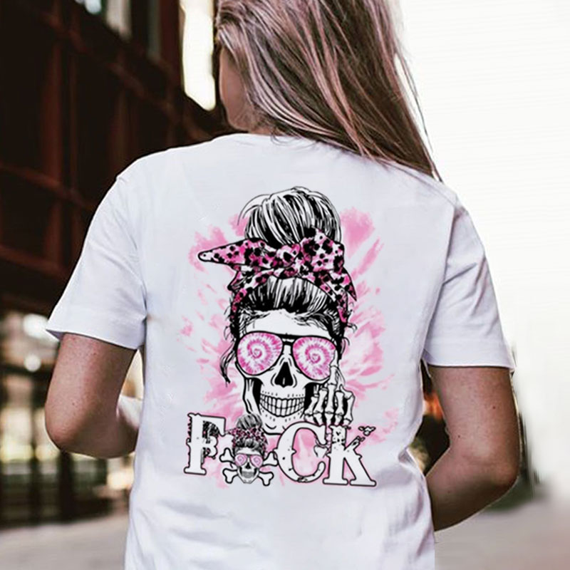 FUCK Lady Skull&Bone Hand Print Women's T-shirt