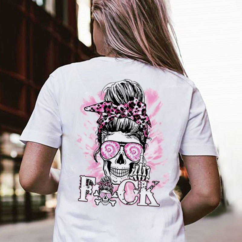 FUCK Lady Skull&Bone Hand Print Women's T-shirt