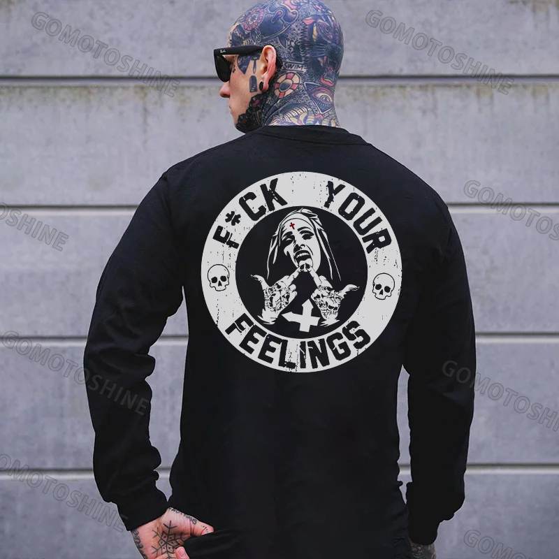 FUCK YOUR FEELINGS Defiant Nun Print Men's Sweatshirt