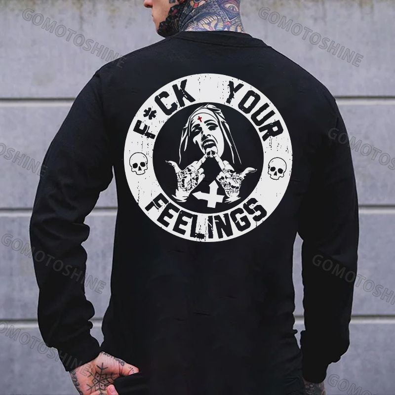 FUCK YOUR FEELINGS Defiant Nun Print Men's Sweatshirt