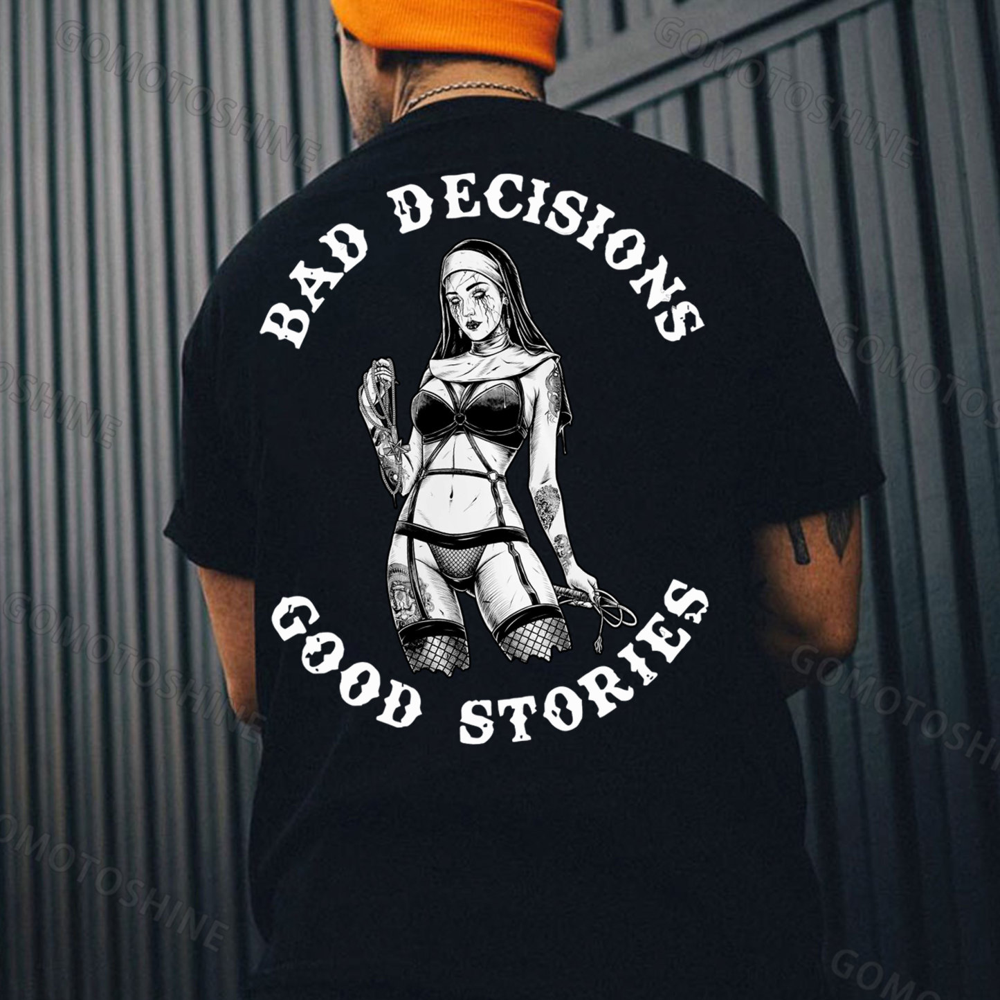 BAD DECISIONS GOOD STORIES Sexy Evil Nun Print Men's T-Shirt