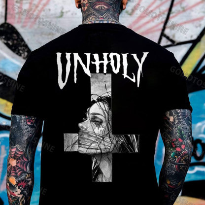 UNHOLY Hopeless Lady Was Crucified Print Men's T-Shirt