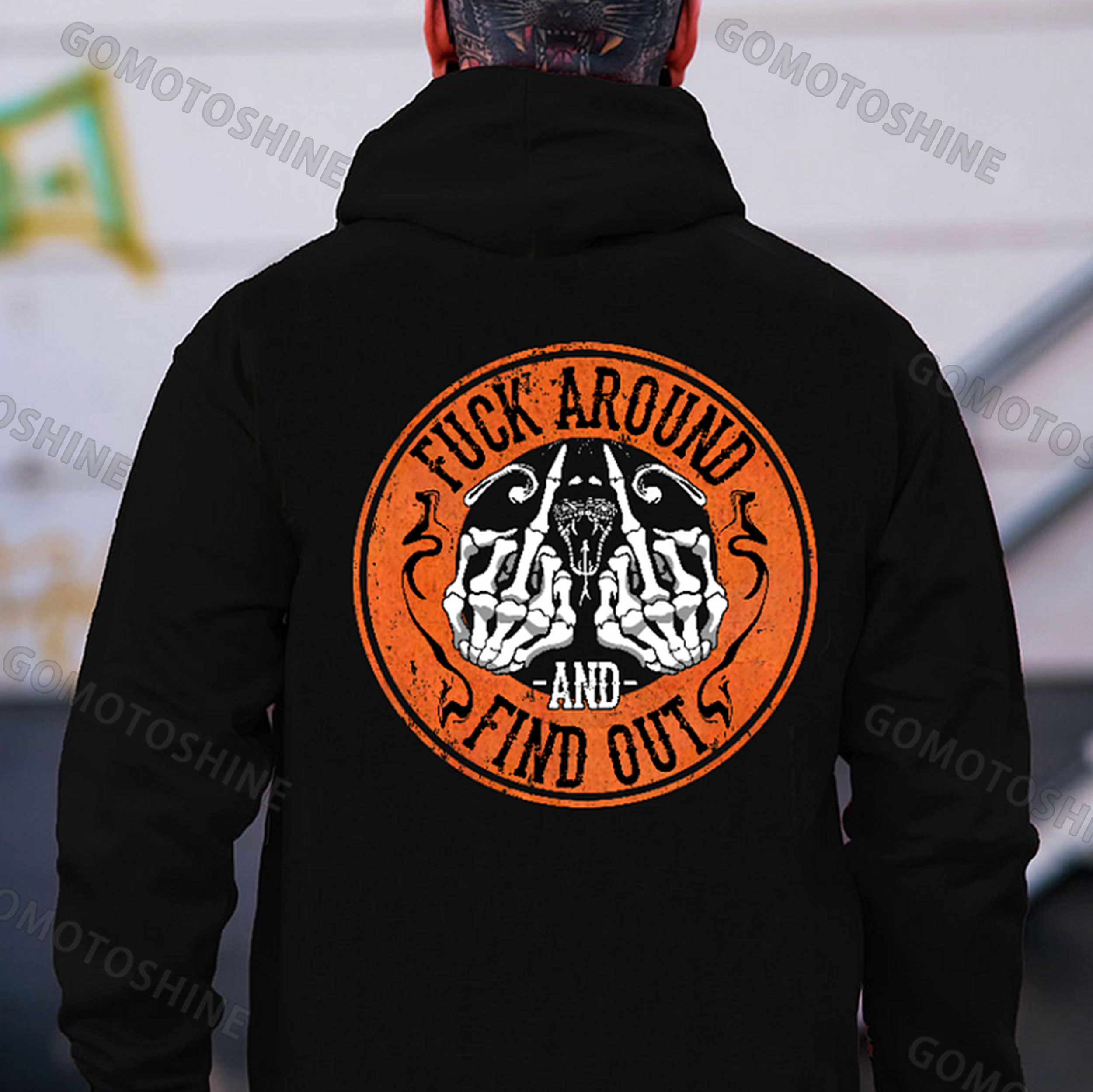 FUCK AROUND AND FIND OUT Bone Hand Print Men's Hoodie