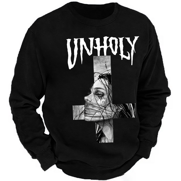 UNHOLY Hopeless Lady With Crucified Print Men's Sweatshirt
