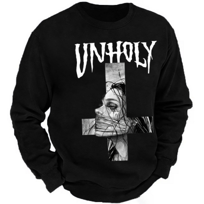 UNHOLY Hopeless Lady With Crucified Print Men's Sweatshirt