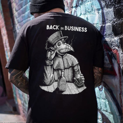 BACK IN BUSINESS Crow Mask Doctor Black Print T-shirt