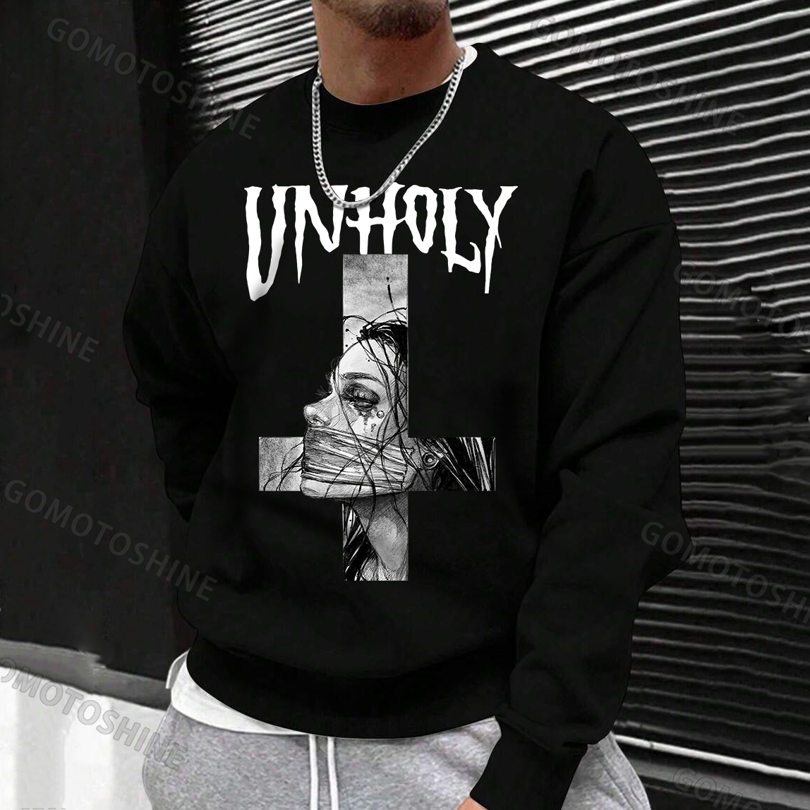 UNHOLY Hopeless Lady With Crucified Print Men's Sweatshirt