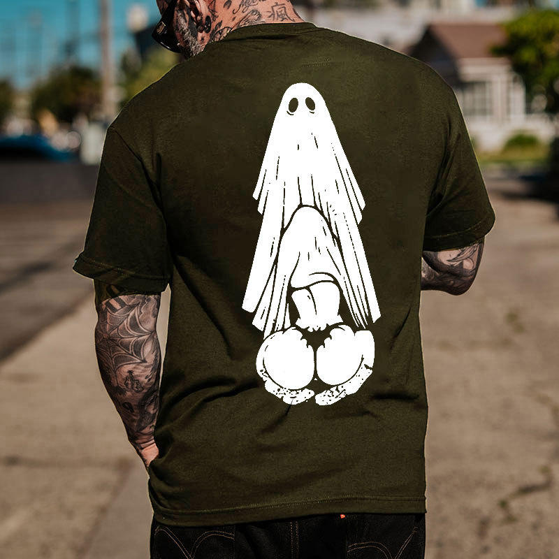 Oral Sex with Ghost Dirty Love Casual Black and White Print T-shirt
