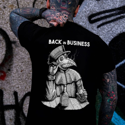 BACK IN BUSINESS Crow Mask Doctor Black Print T-shirt