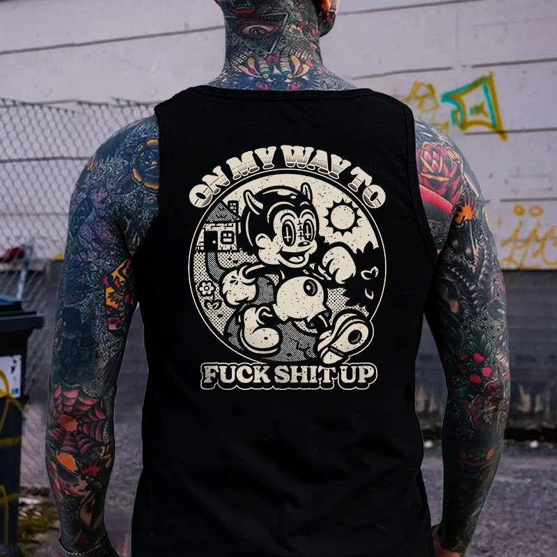 ON MY WAY TO FUCK SHIT UP Little Devil Print Men's Vest