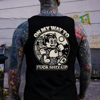 ON MY WAY TO FUCK SHIT UP Little Devil Print Men's Vest