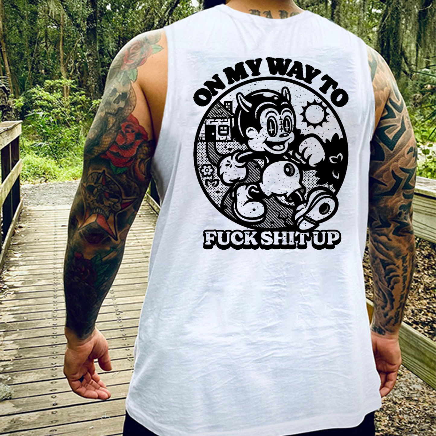 ON MY WAY TO FUCK SHIT UP Little Devil Print Men's Vest