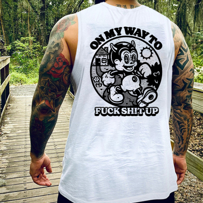 ON MY WAY TO FUCK SHIT UP Little Devil Print Men's Vest