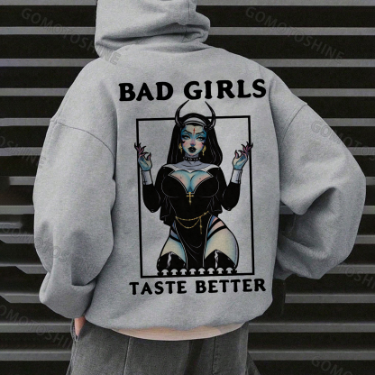 BAD GIRLS TASTE BETTER Sexy Devil Nun Print Men's Hoodie