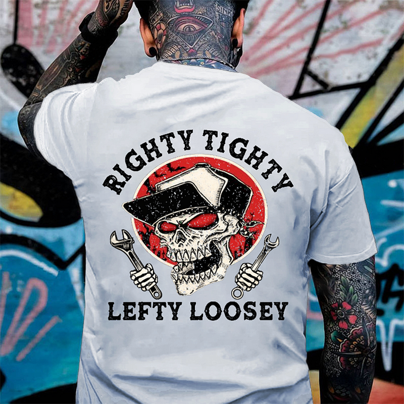 RIGHTY TIGHTY LEFTY LOOSEY Skeleton With Wrench Print Men's T-shirt