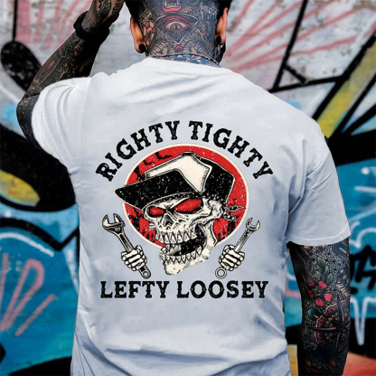 RIGHTY TIGHTY LEFTY LOOSEY Skeleton With Wrench Print Men's T-shirt